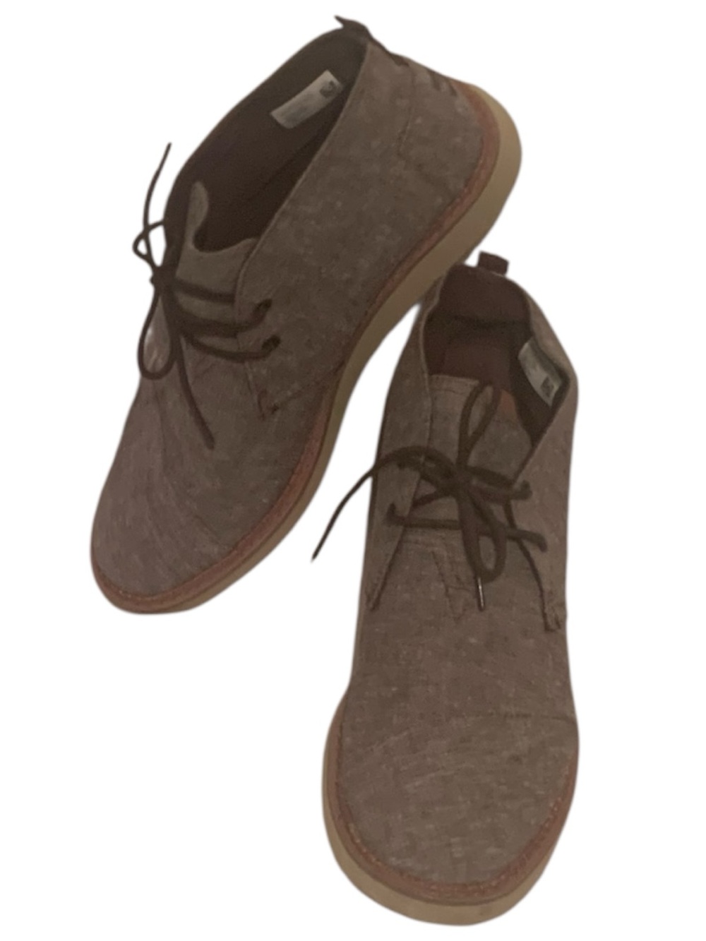 TOMS Mateo Chukka Brown Chambray Canvas Lace Up Boots Sz 13 - Picture 6 of 10